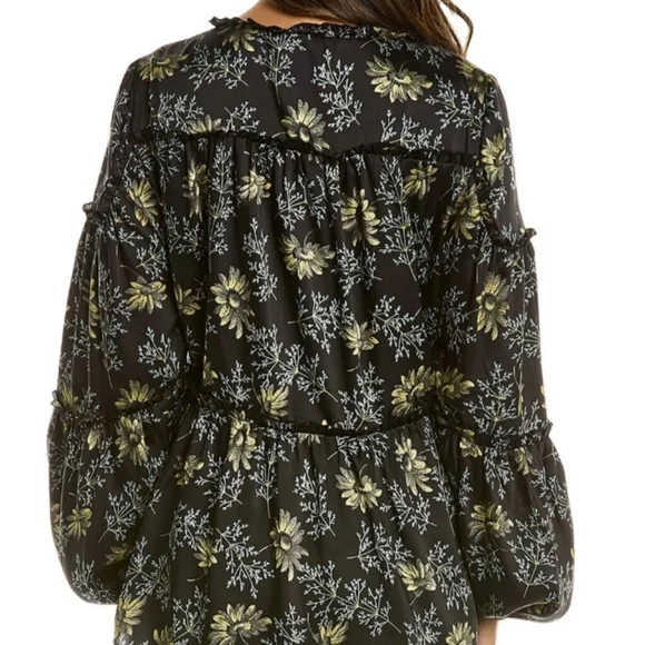 CINQ A SEPT Simmons Botanical Peplum Boho Contoured Blouse | S - Picture 4 of 11